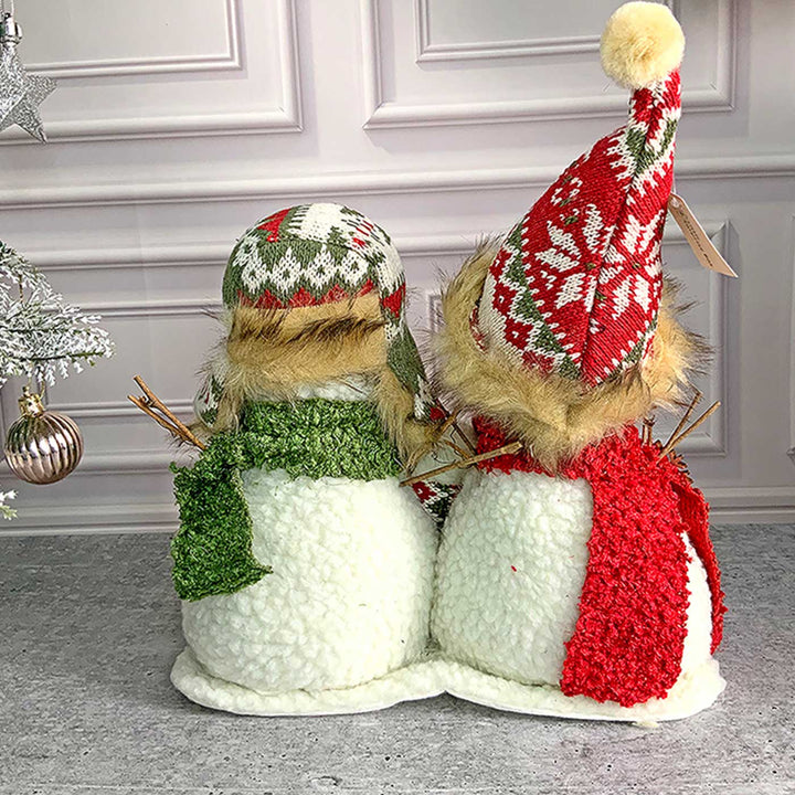 Plush Snowman Trio Family Woolen Decor For Christmas Table Decoration