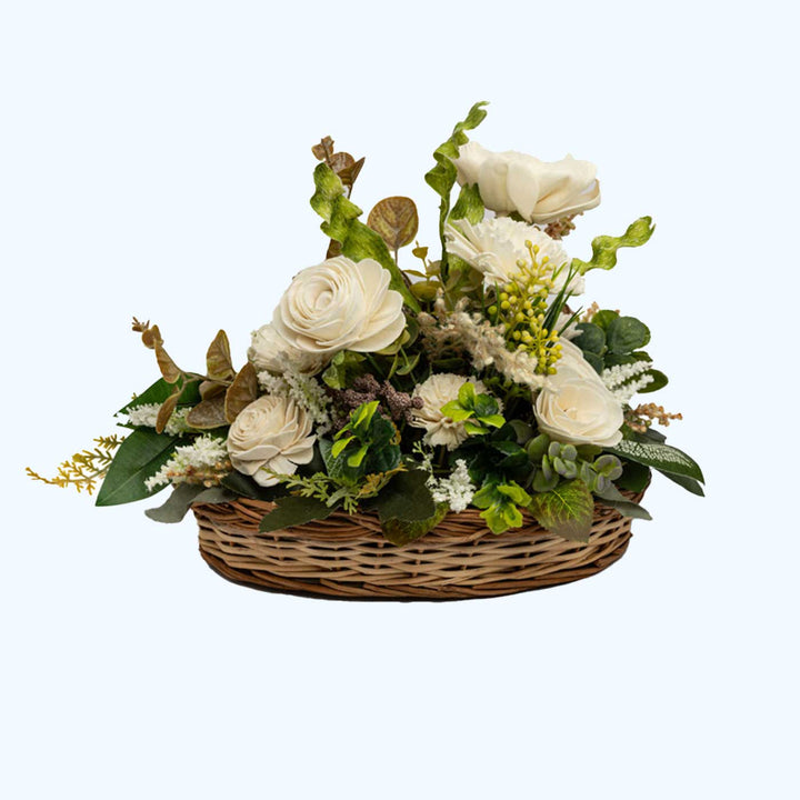 Handmade White Elegance Basket Shola Flower Centerpiece