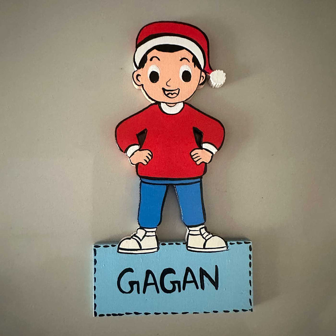 Personalized Hand-Painted Christmas Theme Kids Mdf Wood Fridge Magnet