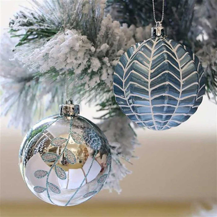 Blue & Silver theme Christmas Ball Ornaments For Decoration | Set of 16