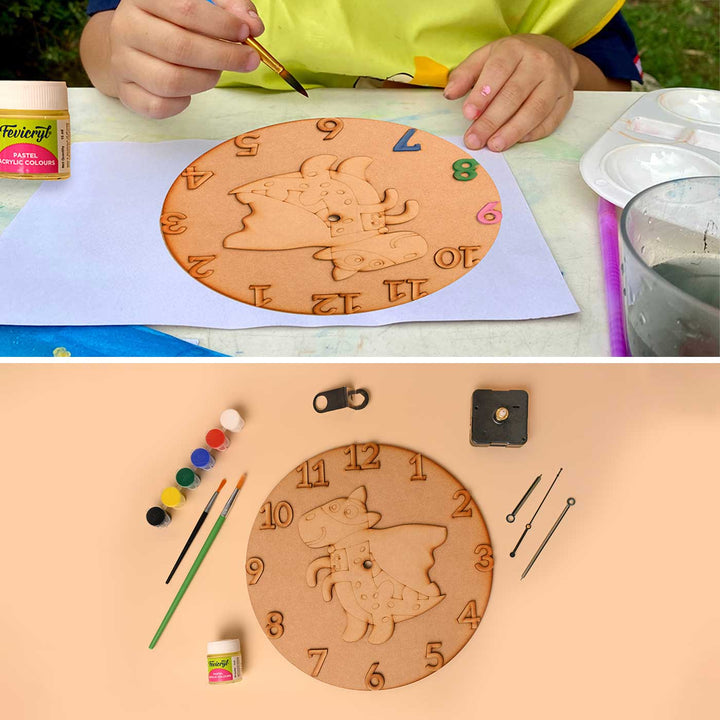 Handmade Dino Adventure Clock Painting DIY Kit | Set of 8