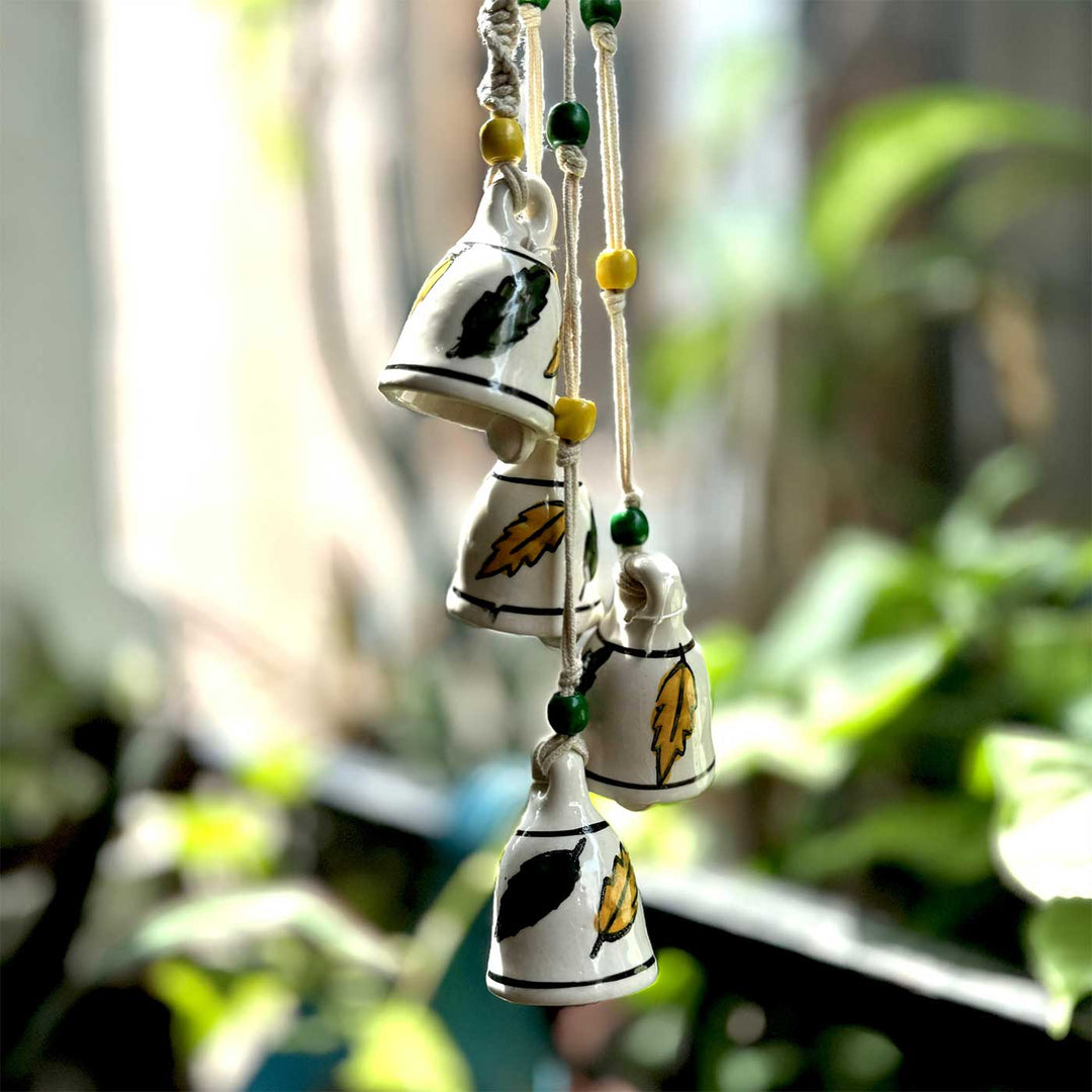 Handmade Macrame Symphony Ceramic Windchime With 4 Mini Bells