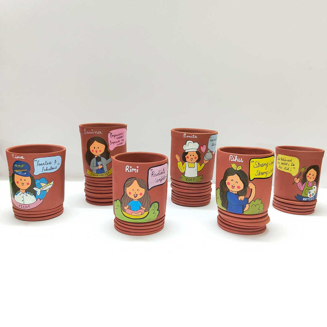 Handpainted Personalized Clay Planter With Journalist Avatar Illustrations And Quote