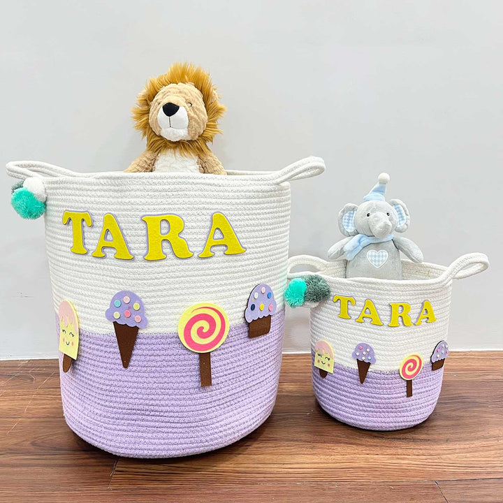 Personalized Handmade Sweet Treats Jute Basket For Kids