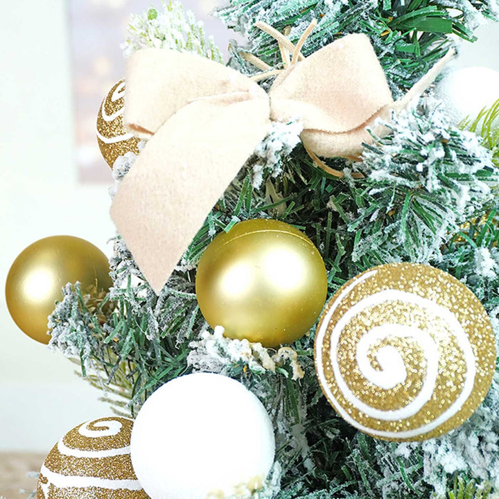 Gold Swirl Frosty Bushy Xmas Tree For Christmas Table Decoration