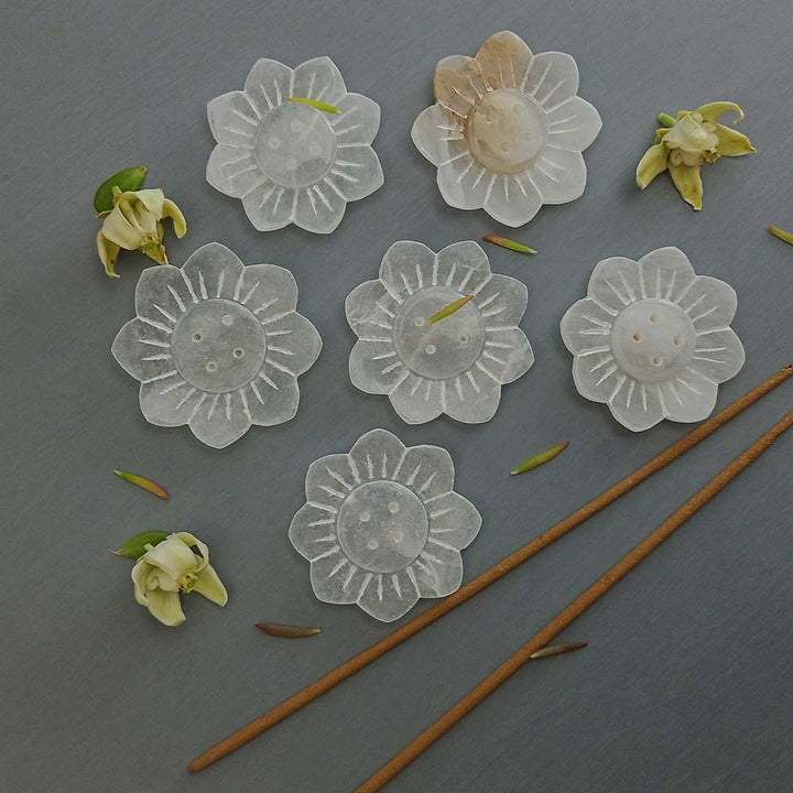 Handmade Handmade White Imad Artistic Alabaster Incense Stick Holder | Set Of 6