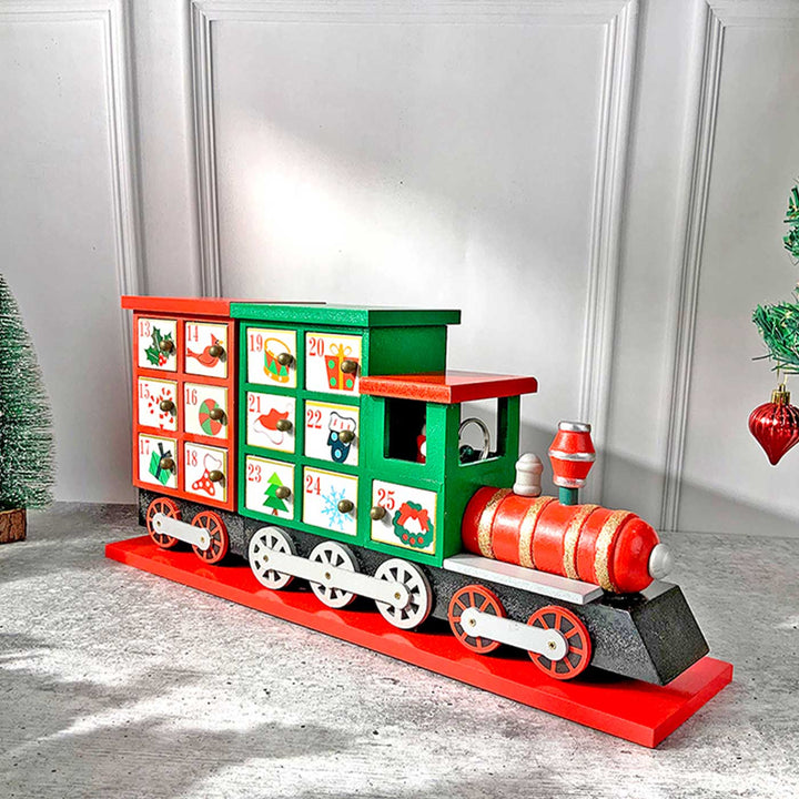 Train Shape Advent Calendar Wooden Decor For Christmas Table Decoration