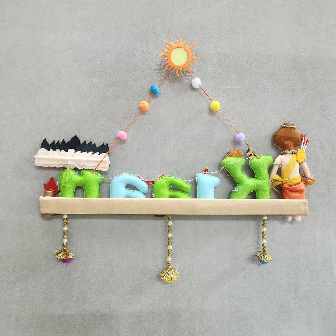 Personalized Shri Ram Ji & Ravan Theme Felt Kids Name Plate