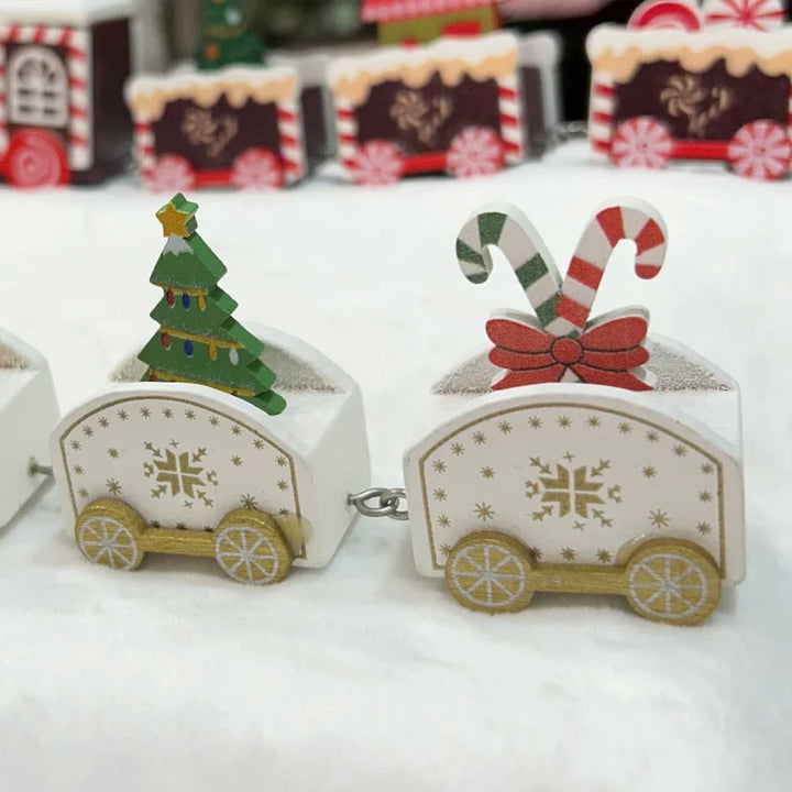 Jingle Bell Express Train Wooden Table Decor For Christmas Decoration | Set Of 3