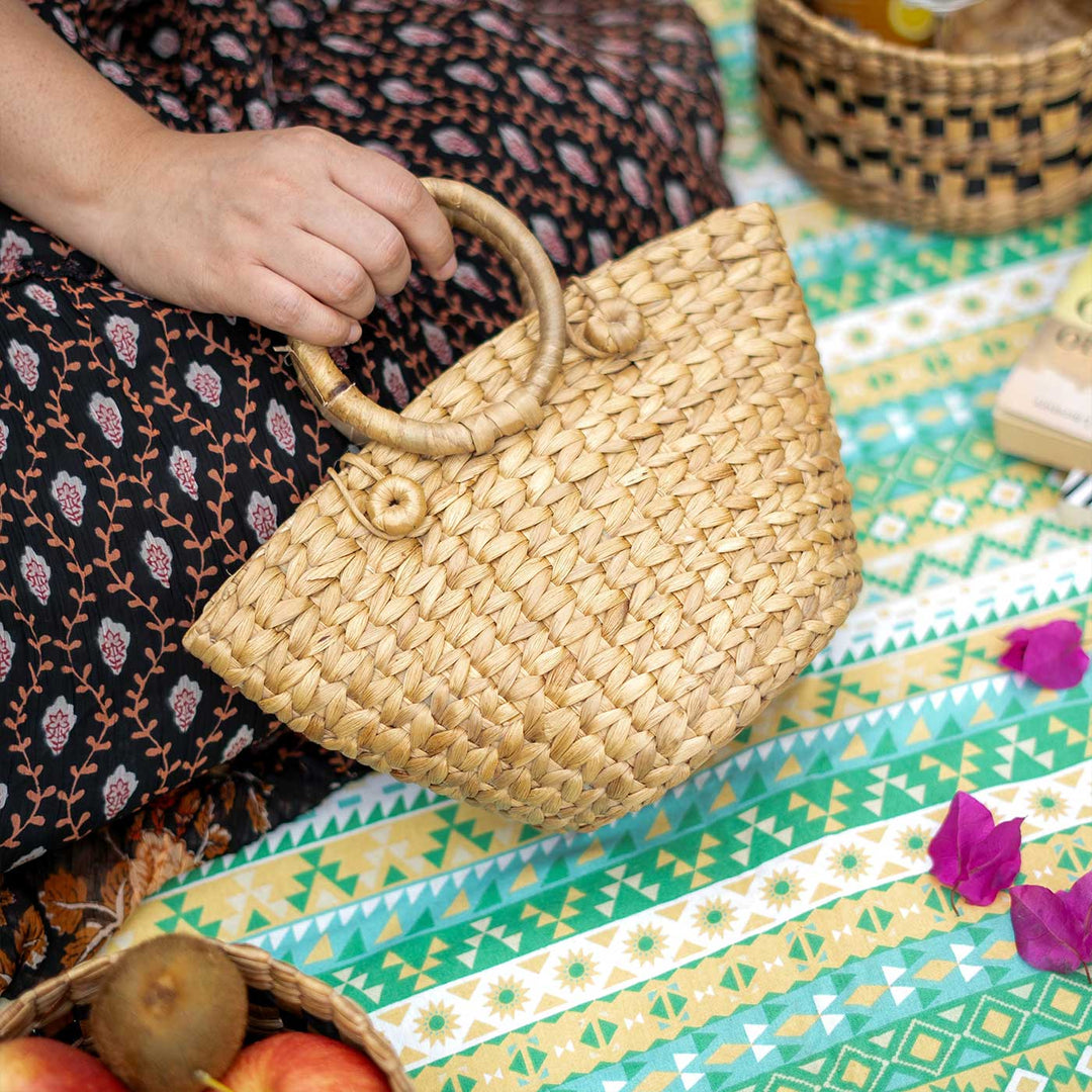 Handmade Natural Water Hyacinth Mini Tote