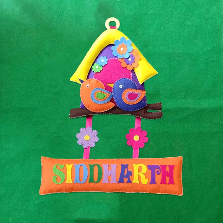 Personalized Handmade Bird House Felt Kids Name Plate