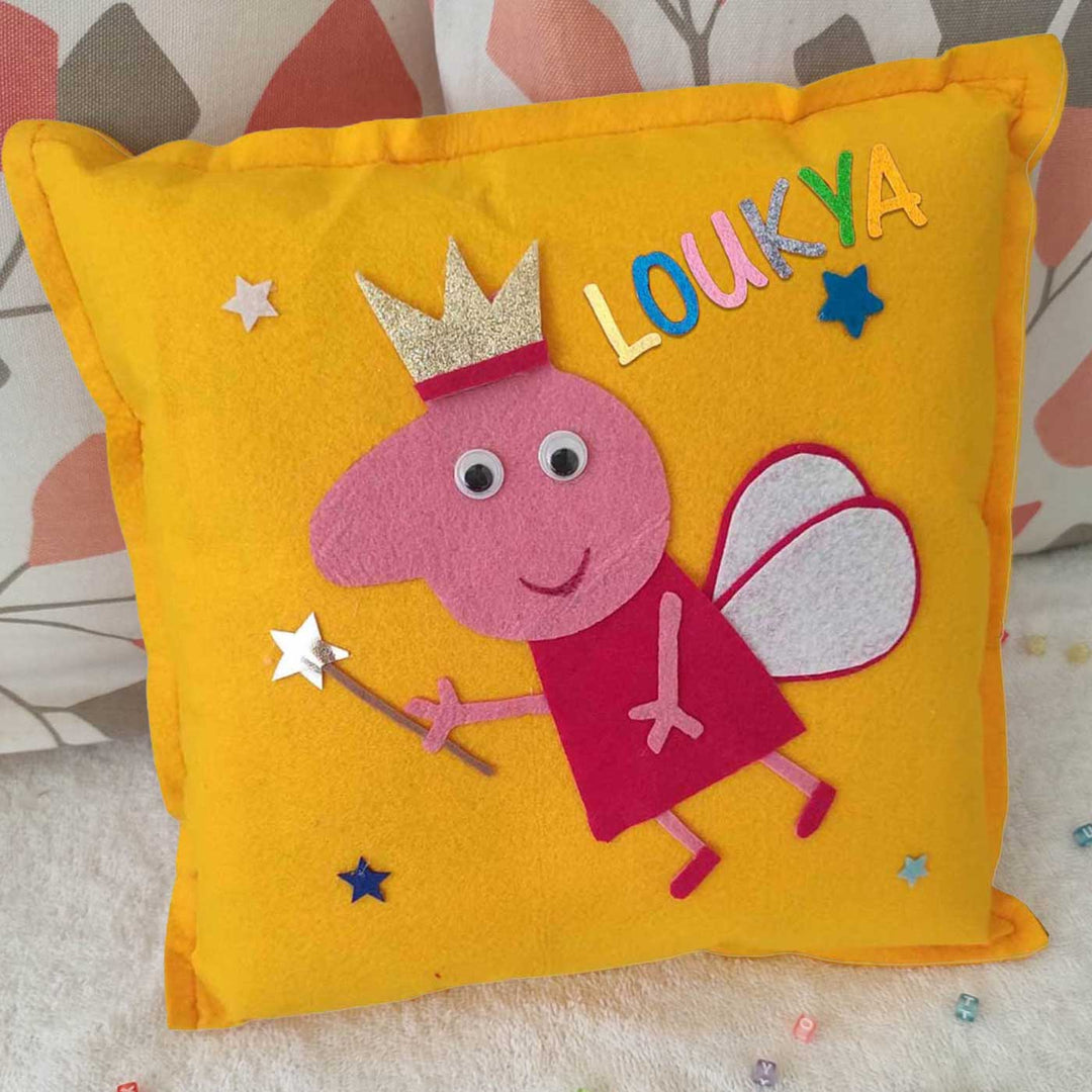 Personalized Handmade Peppa Fairy Princess Theme Felt Kids Pillow