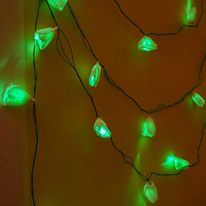 Handmade Green Sholapith Flower String Fairy Light