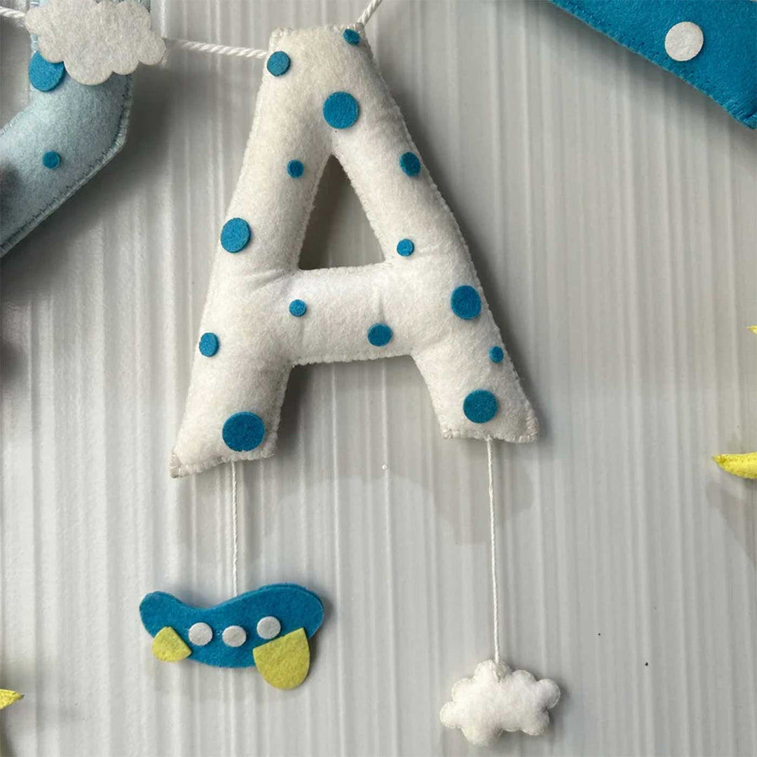 Personalized Teddy On A Plane Name Bunting Garland Felt Bunting / Garland For Kids