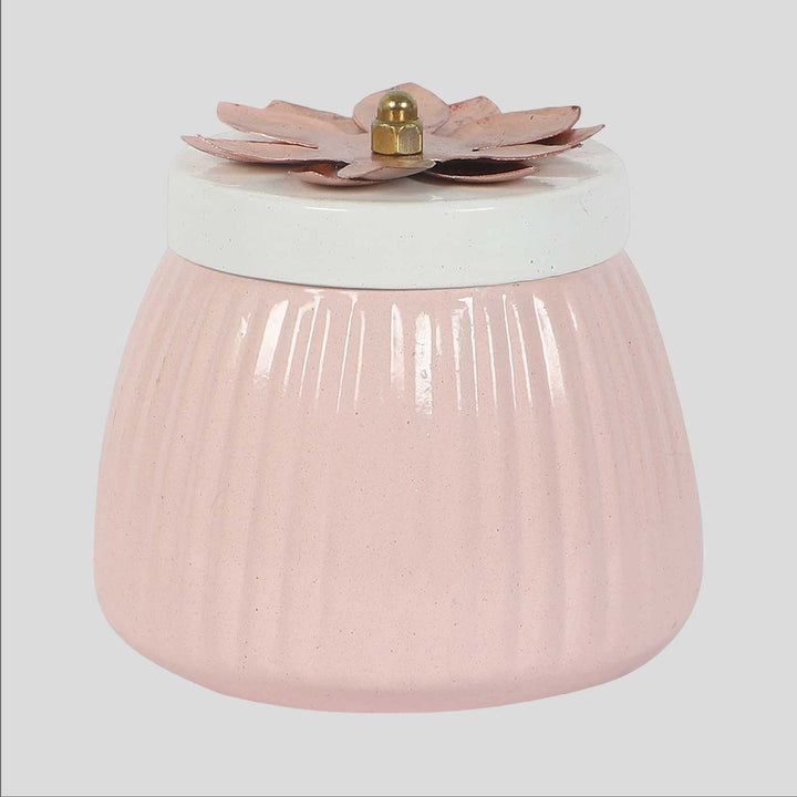 Handmade Light Pink Metal  Jar | Set Of 2