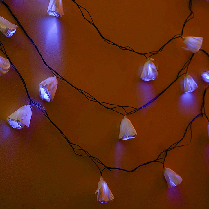 Handmade Blue Sholapith Flower String Fairy Light