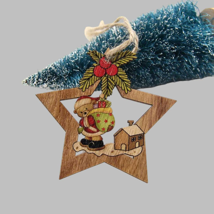 Handmade Timber Twinkle Star Wooden Ornaments For Christmas Tree Decoration | Set Of 4