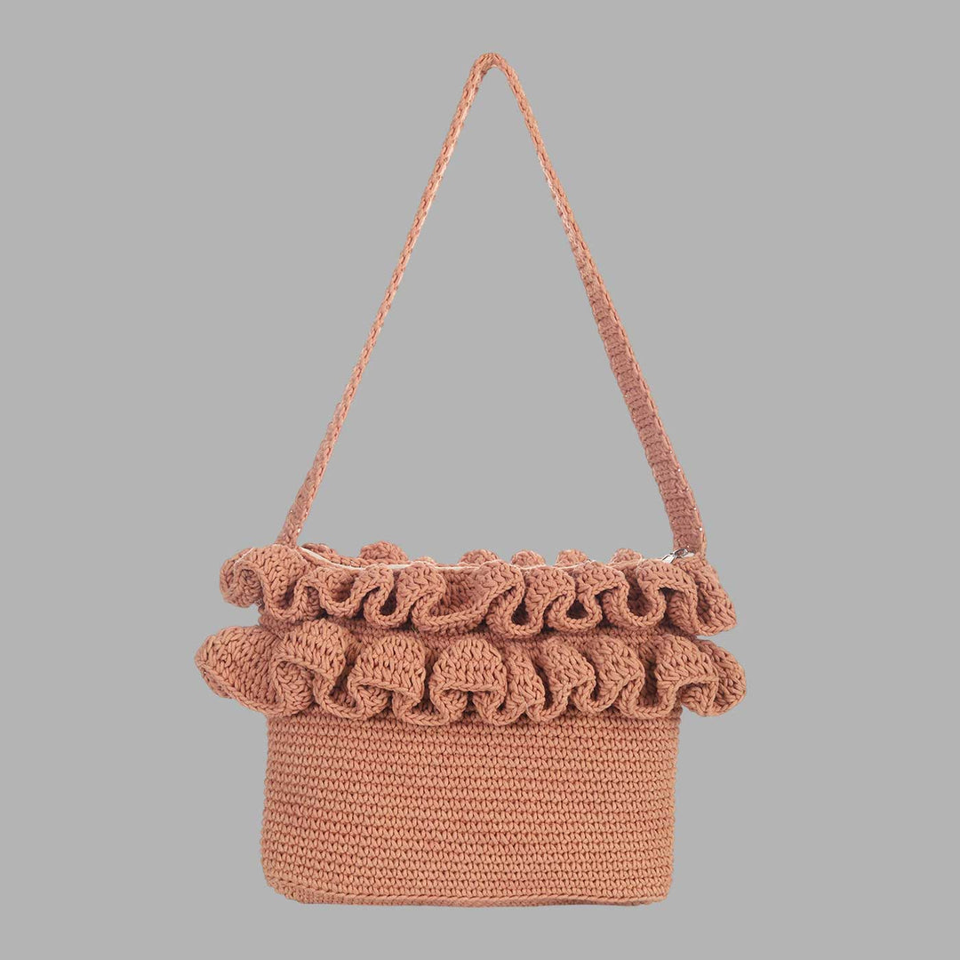 Handmade Crochet Ruffle Crossbody Bag