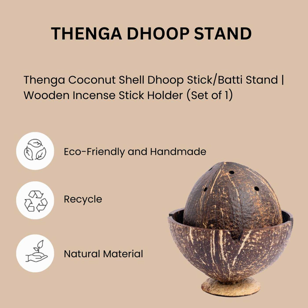 Eco-Friendly Handmade Incense Cone / Dhoop Coconut Shell Fumer