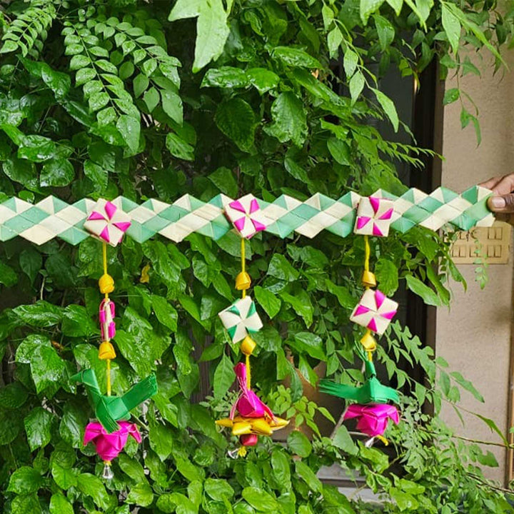 Handmade Diwali Decor Palm Leaf Parrot Toran