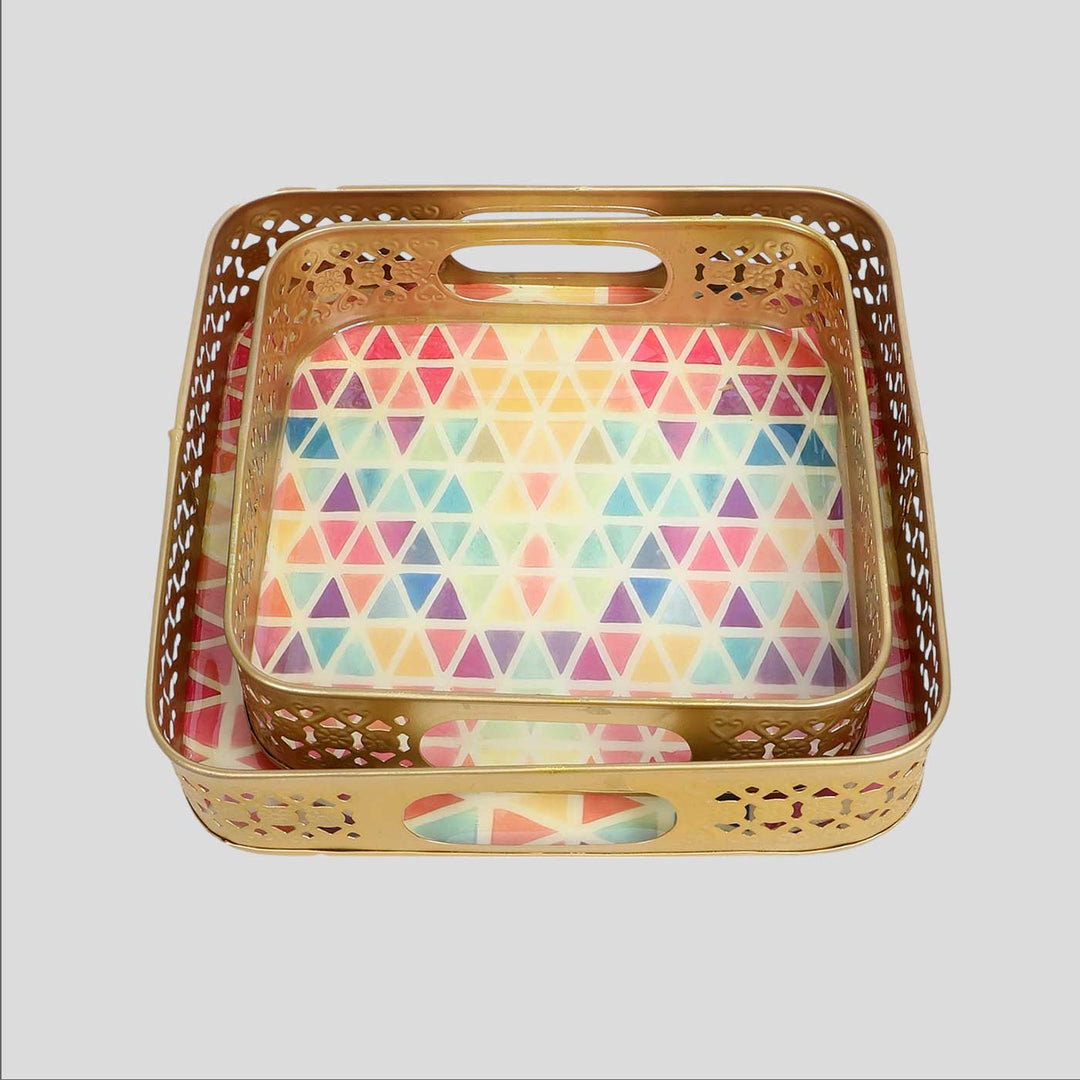 Handmade Multicolor Triangle Tray | Set Of 2