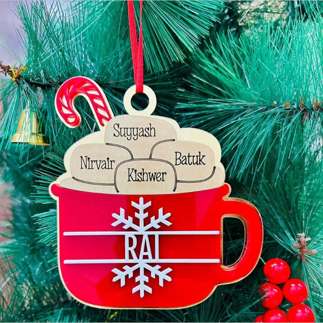 Personalized Hot Cocoa Cup Acrylic Ornaments For Christmas Tree Decoration