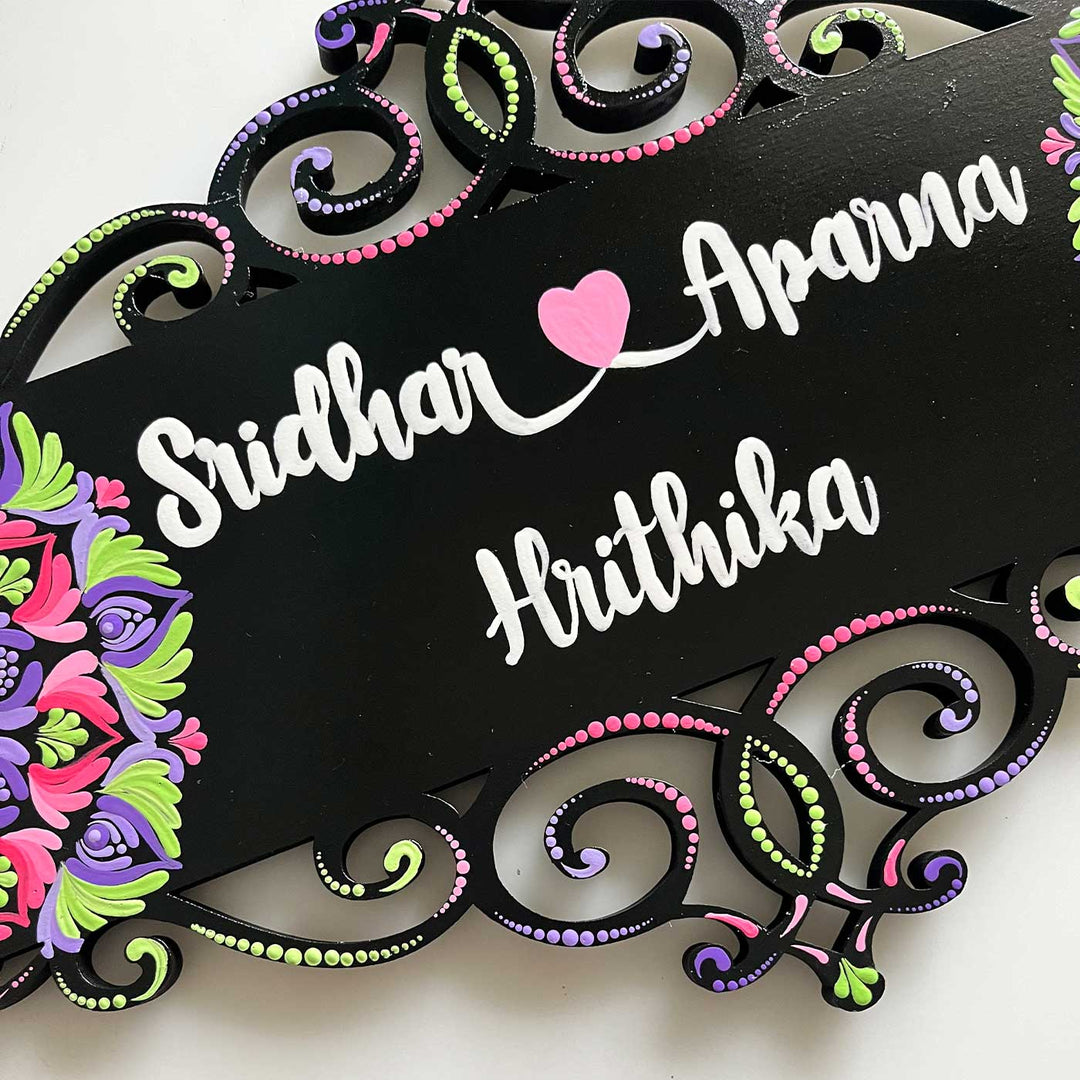 Personalized Handmade Dot Art Rectangle Mdf Wood Name Plate