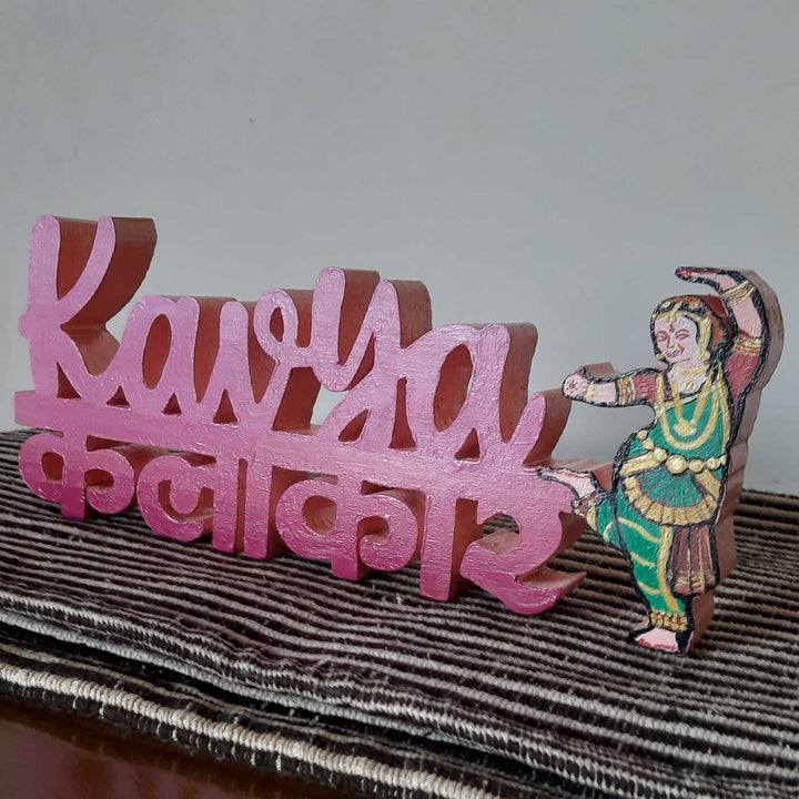 Personalized Handmade Kalakaar Wooden Cutout Name Plate For Girls