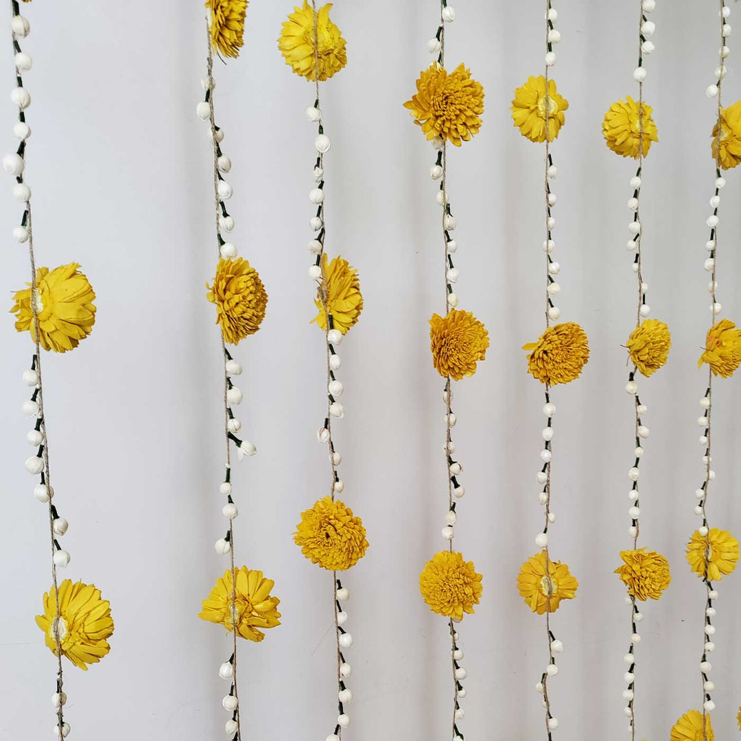 Handmade Yellow Zinnia & Jasmine Background Hanging