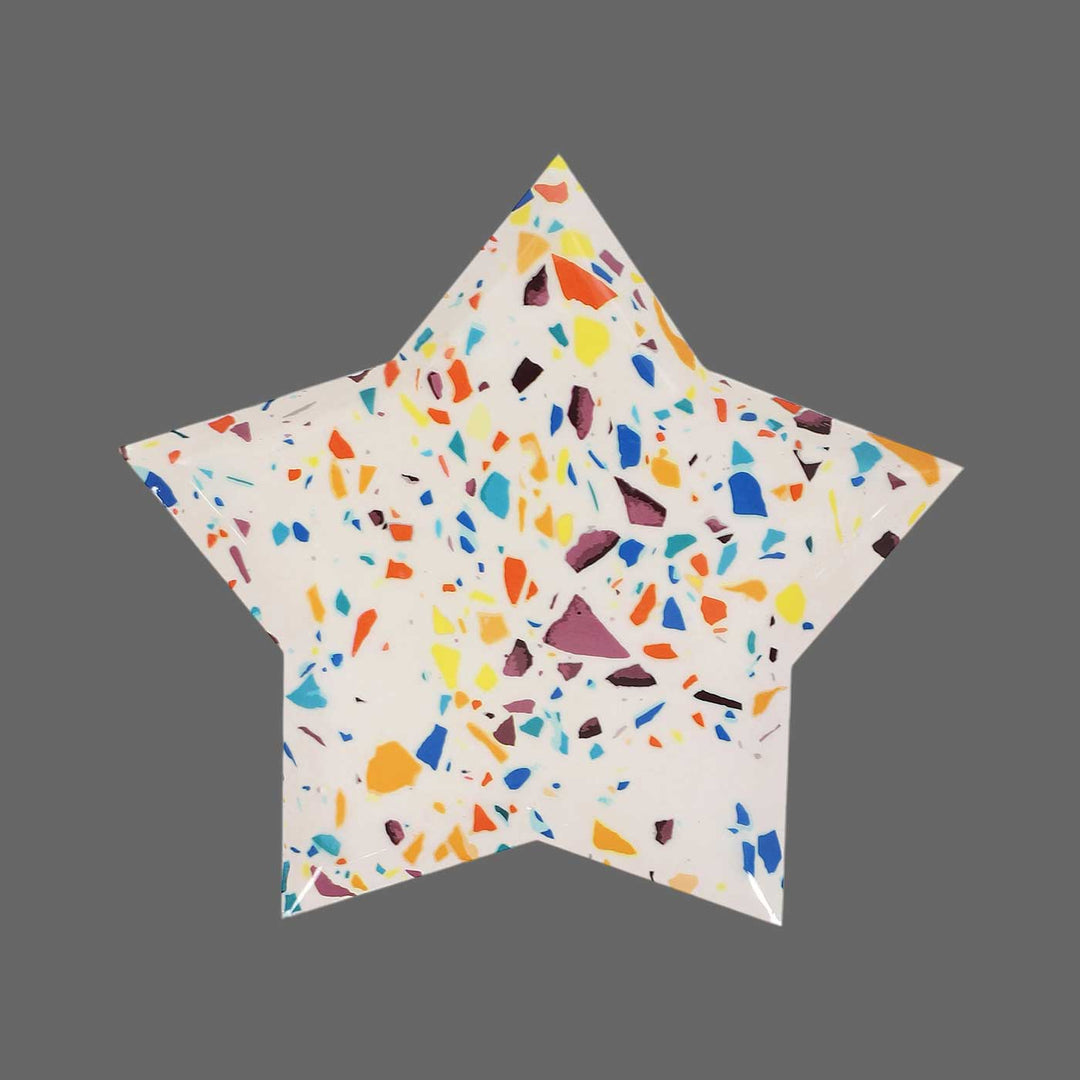 Handmade Multicolor Star Shaped Metal Platter | Set Of 2