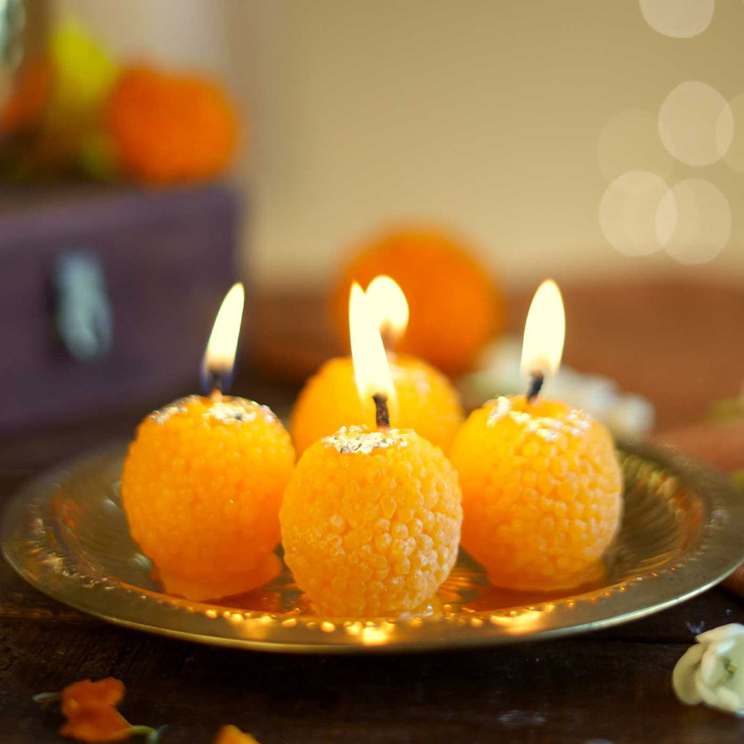 Handmade Ladoo Wax Scented Mithai Candle | Set Of 4