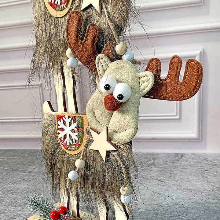 3-Tier Mdf Stacked Reindeer & Santa Mdf Wood Decor For Christmas Table Decoration