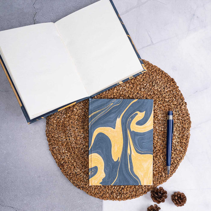 Handmade Unruled Blue Marble Hardbound Journal | 120 Gsm, 48 Pages