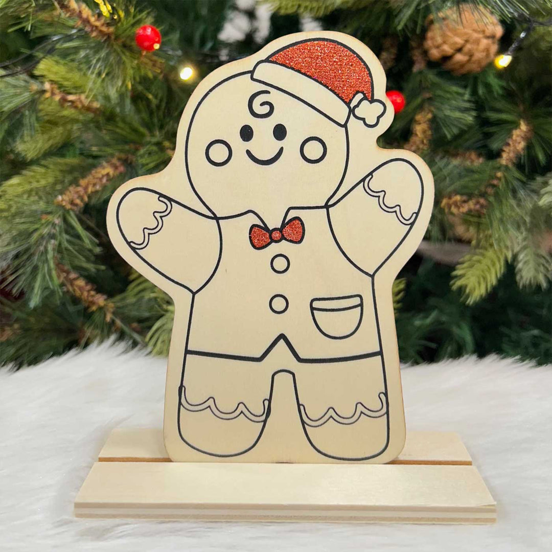 Ready to Paint Xmas Themed Cutouts With Stands Wooden DIY Decor | Set Of 6