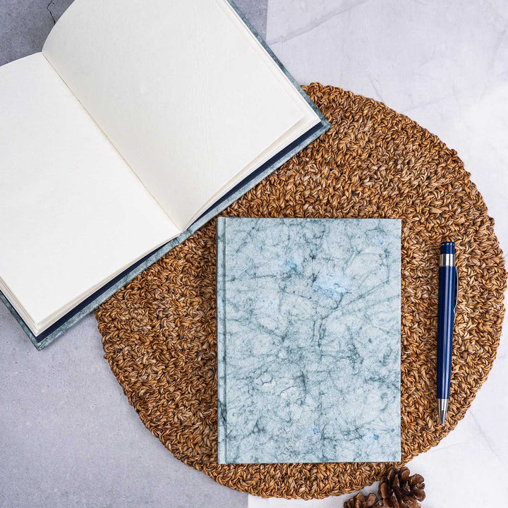 Handmade Unruled Blue Batik Hardbound Journal | 120 Gsm, 48 Pages