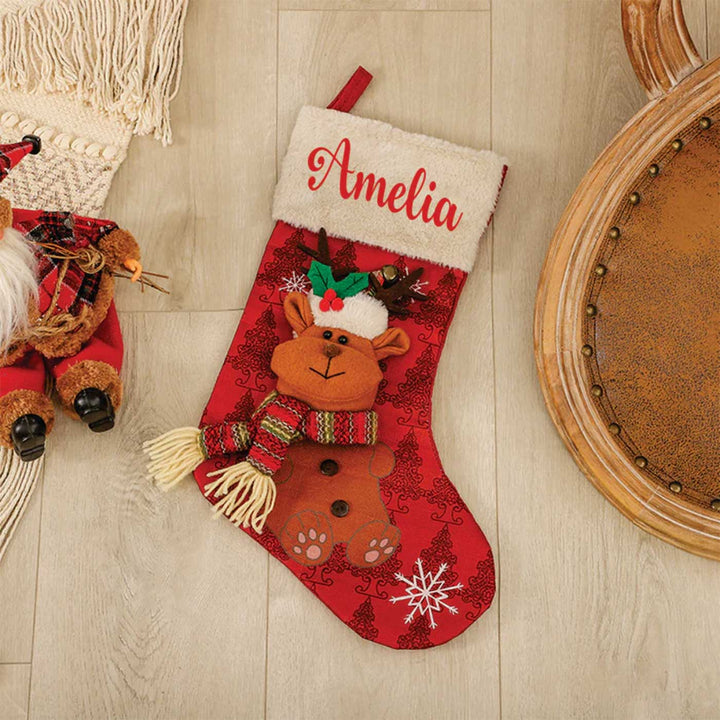 Personalized The Famous Five' Cotton & Fur Stockings For Christmas Decoration