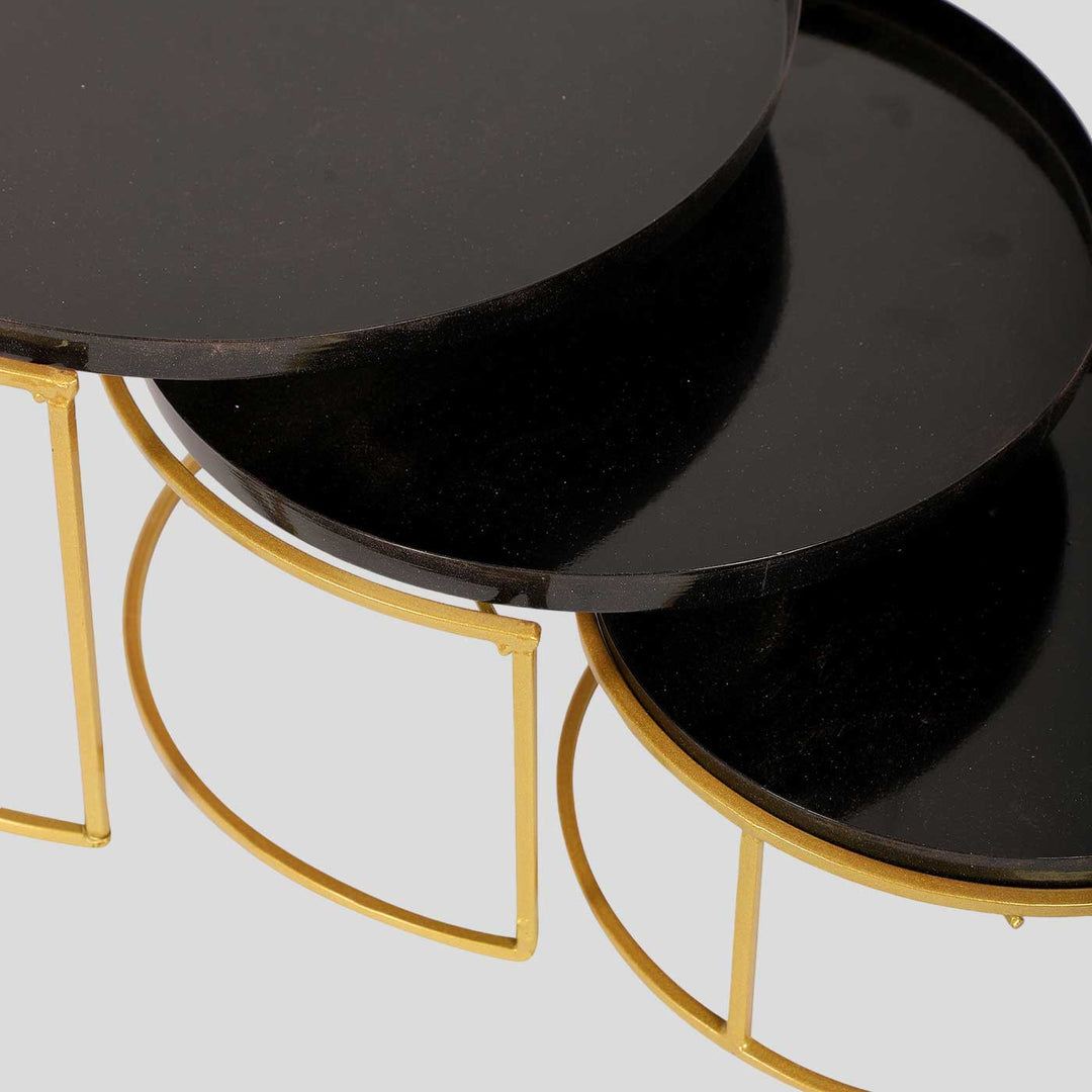 Handmade Black & Gold Buffet Riser Platter | Set Of 3