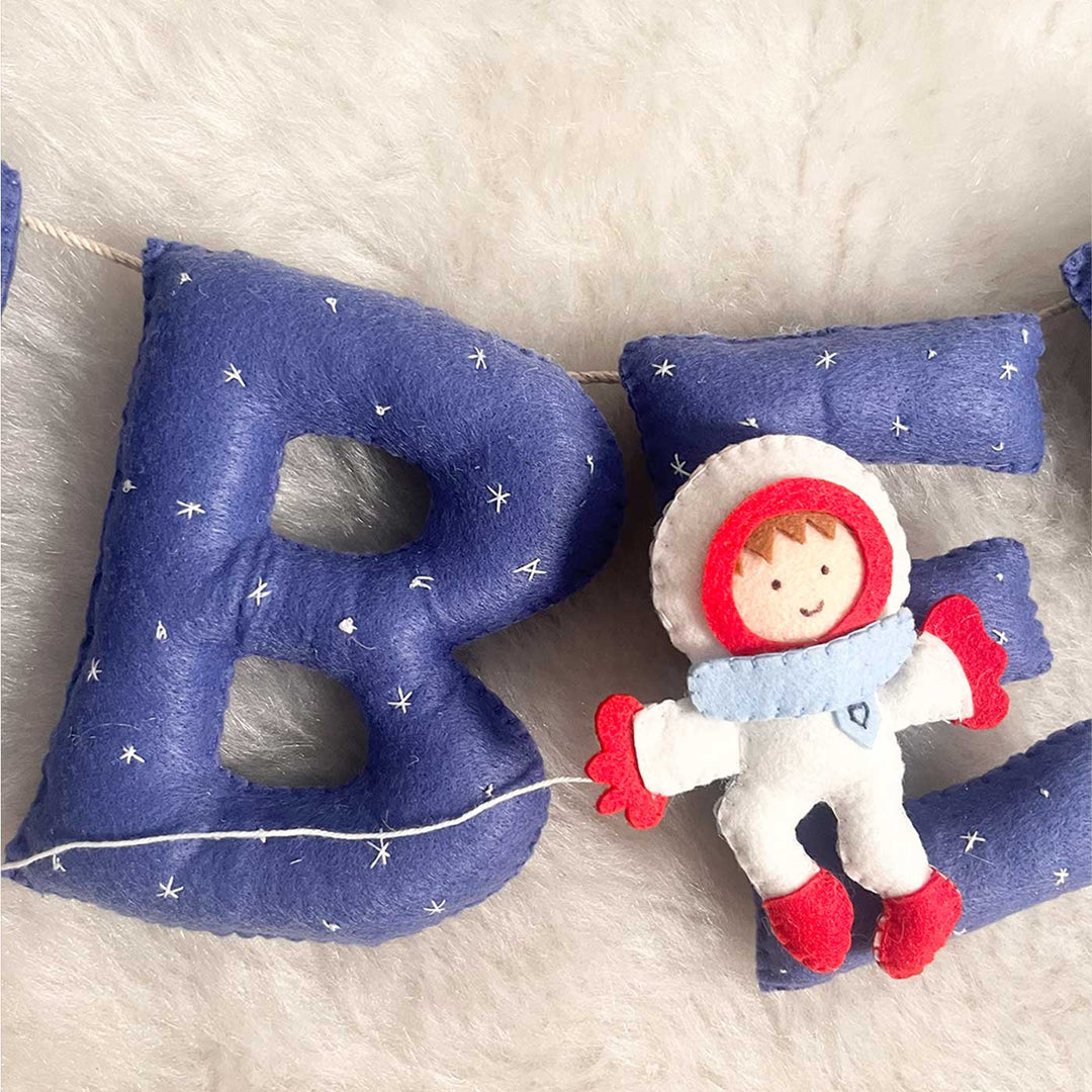 Handcrafted Personalized Space Themed Bunting For Kids