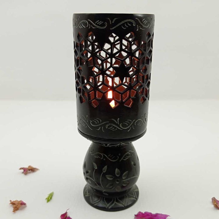 Handmade Black Hamiz Modern Lattice Candle Holder