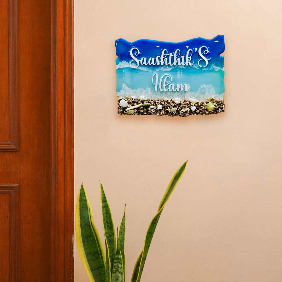 Personalized Light Ocean Theme Resin Name Plate