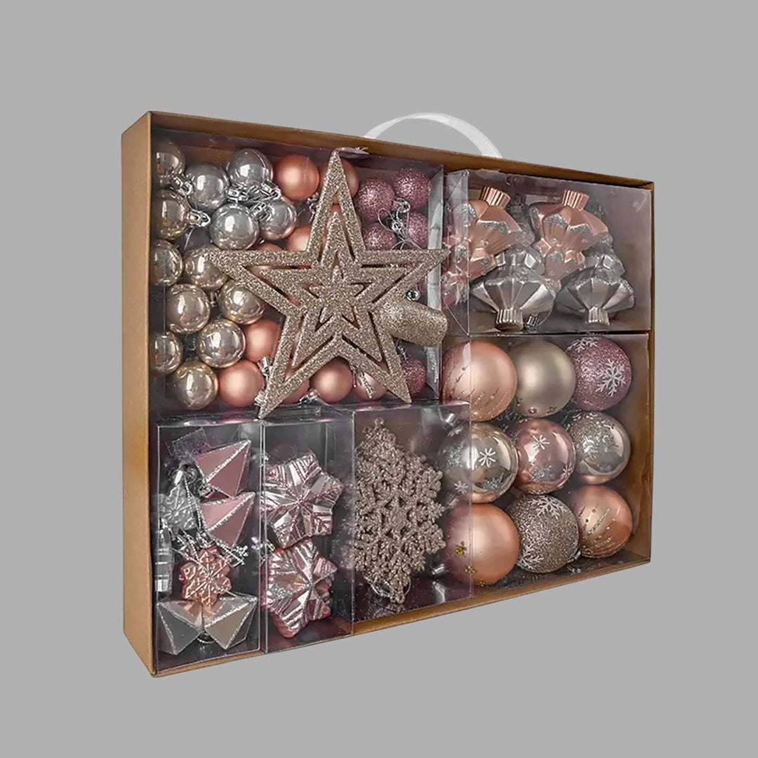 Bronze Metal Shaded Christmas Ball Ornaments For Decoration | Set of 70