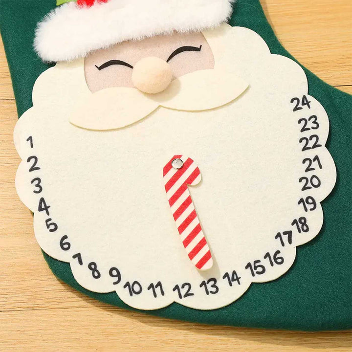 Personalized Festive Countdown Treasure Felt & Fur Stockings For Christmas Decoration