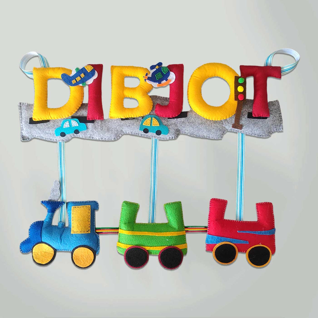 Personalized Handmade Train Theme Felt Name Plate