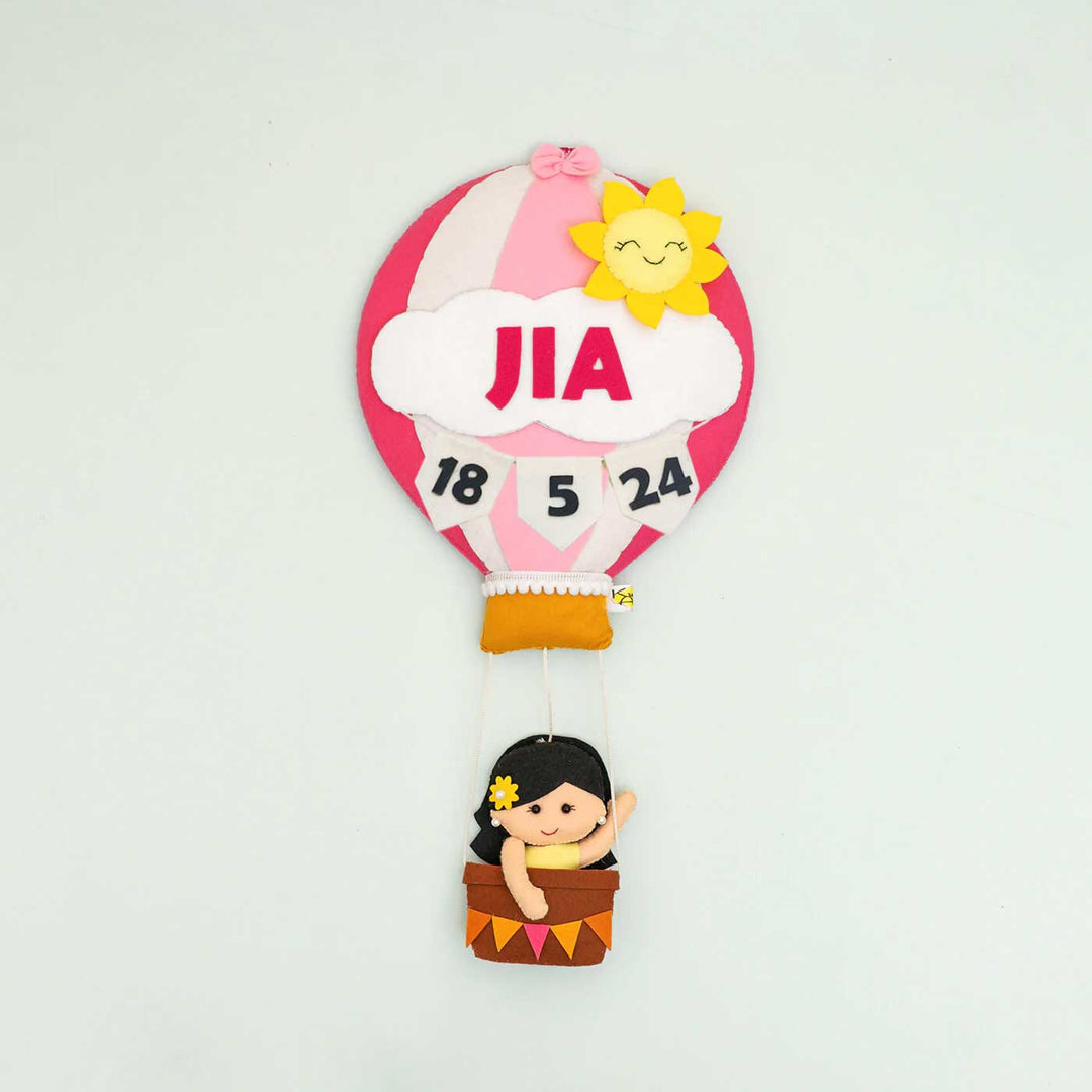 Hand-stitched Hot Air Balloon Felt Kids Nameplate