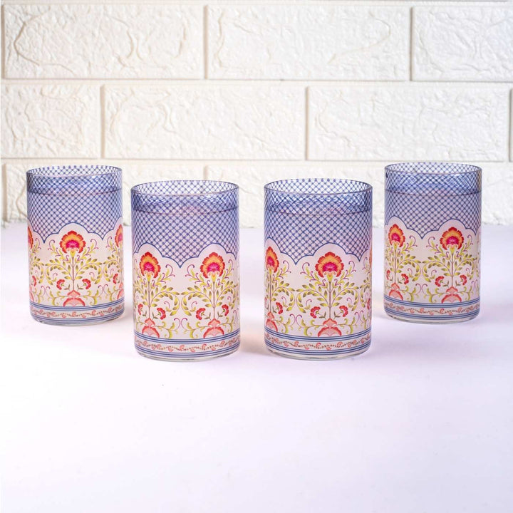 Borosilicate Glass Tumblers with Delicate Prints I 270 ML