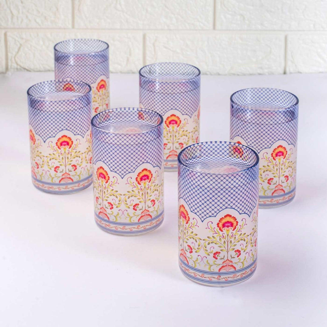 Borosilicate Glass Tumblers with Delicate Prints I 270 ML