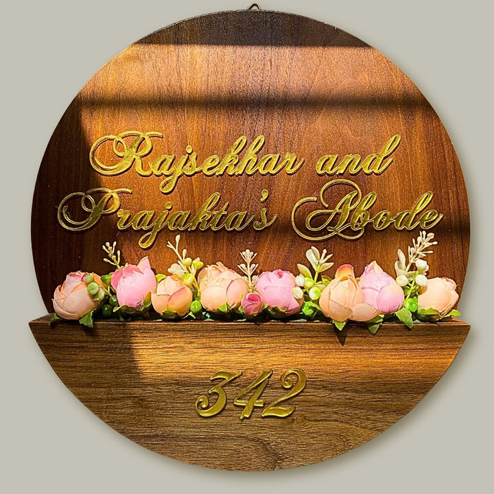 Personalised Wooden Flower Basket Nameplate