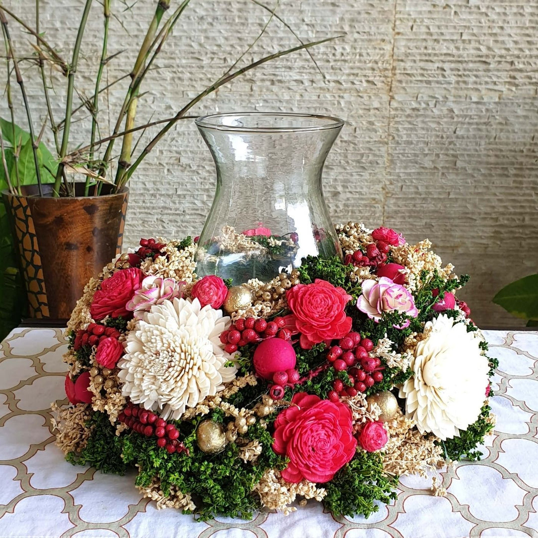 Handmade Grand Red Shola Flower Centerpiece