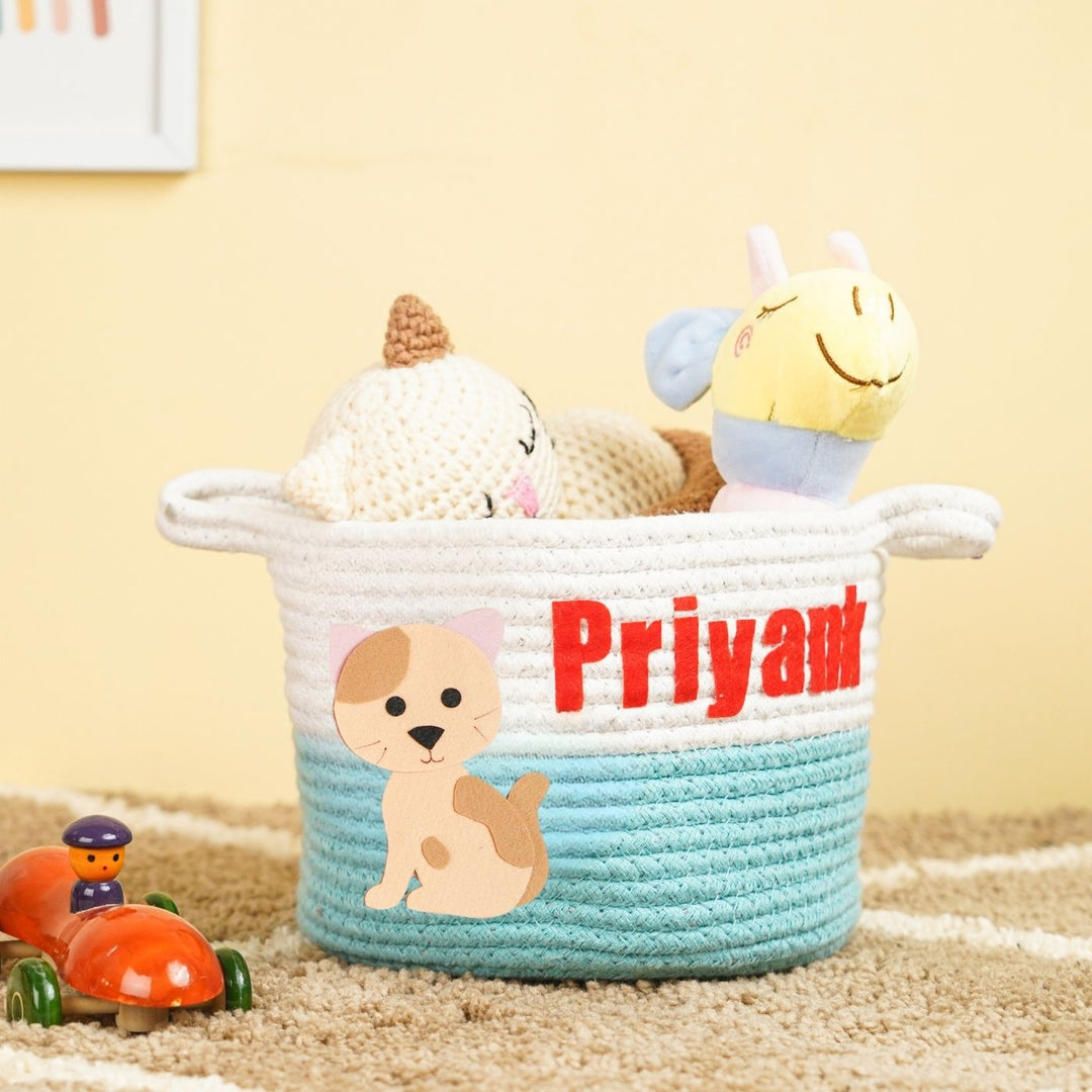 Handmade Personalized Jungle Themed Kids Rope Basket