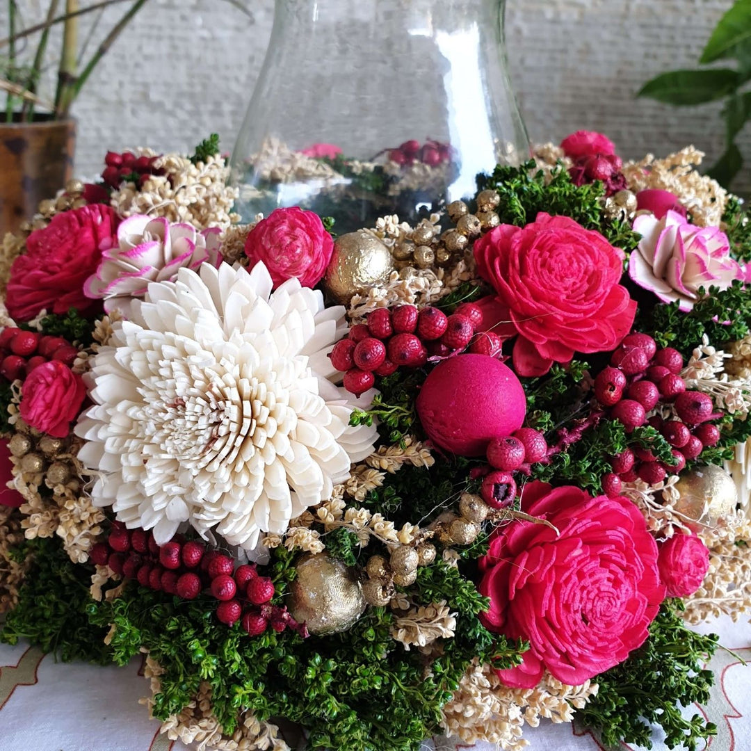 Handmade Grand Red Shola Flower Centerpiece